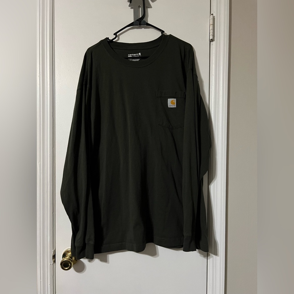 Carhartt Green Loose Fit Heavyweight Long-Sleeve Pocket Tee XL